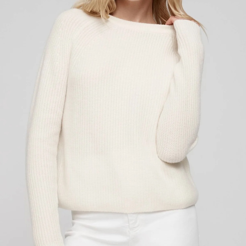 NWT NAKED CASHMERE Pearl Fisherman Crewneck 100% Cashmere Sweater In Ecru XS